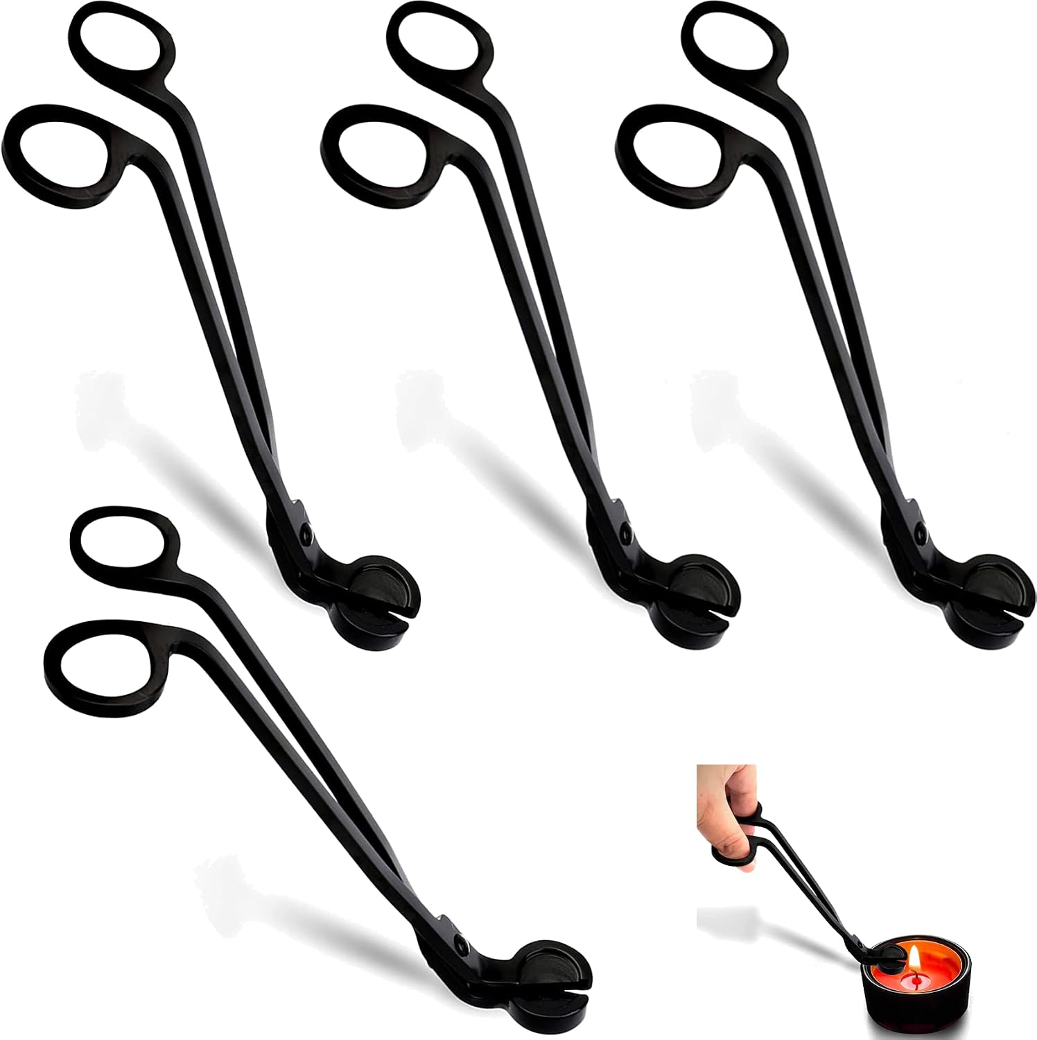 4 Pack Candle Wick Trimmer, Stainless Steel Wick Clipper Cutter, Matte Black Wick Candle Scissor, Reaches Deep Into Candles to Cut Spent Wicks