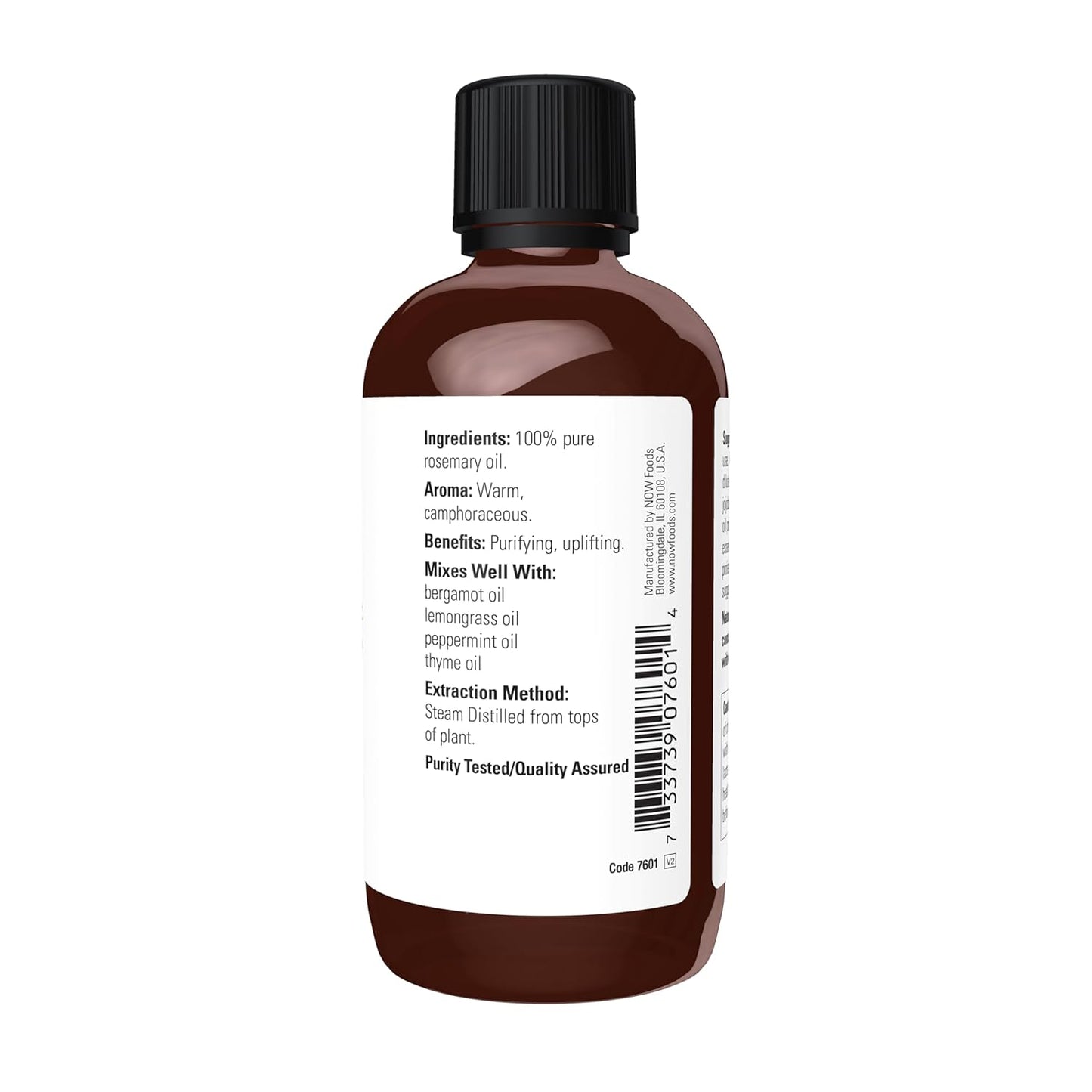 NOW Essential Oils, Rosemary Oil, Purifying Aromatherapy Scent, Steam Distilled, 100% Pure, Vegan, Child Resistant Cap, 4-Ounce