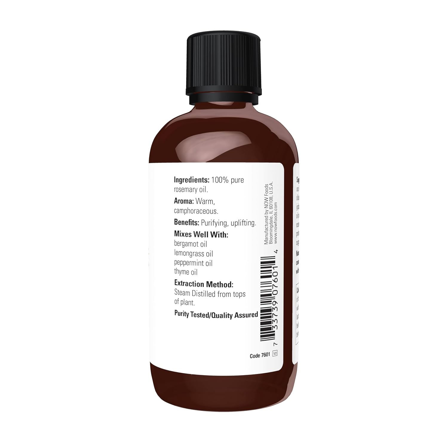 NOW Essential Oils, Rosemary Oil, Purifying Aromatherapy Scent, Steam Distilled, 100% Pure, Vegan, Child Resistant Cap, 4-Ounce
