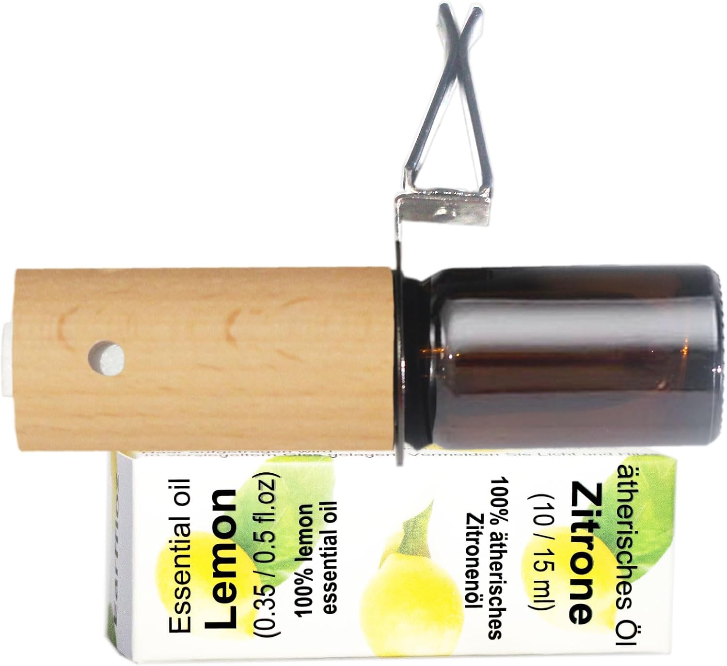 Refillable Lemon Car Scent 30 Days’ Odor Fighting Non-toxic Strong Natural Fresh Fragrance, Vent Clip Wood Diffuser & Pure Essential Oils Auto Air Freshener (1x Beech Diffuser + 10ml Oil)