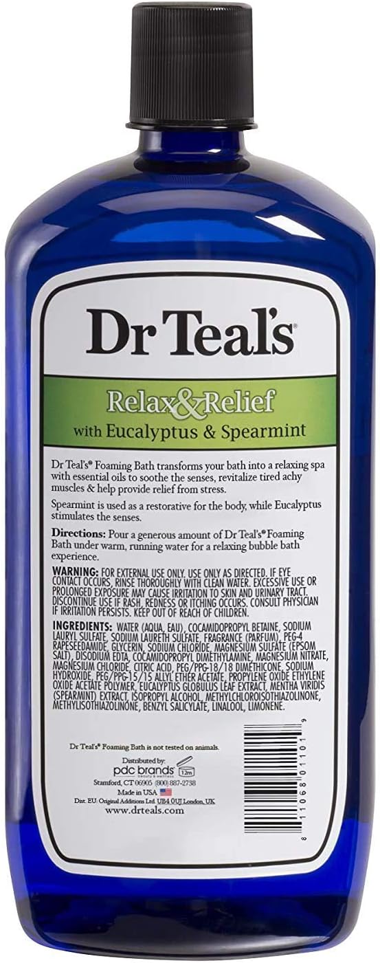 Dr Teal's Foaming Bath Variety Gift Set (2 Pack, 34oz ea.) - Soothe & Sleep Lavender & Relax & Relief Eucalyptus & Spearmint - Pure Epsom Salt & Essential Oils Alleviate Stress & Clear the Mind