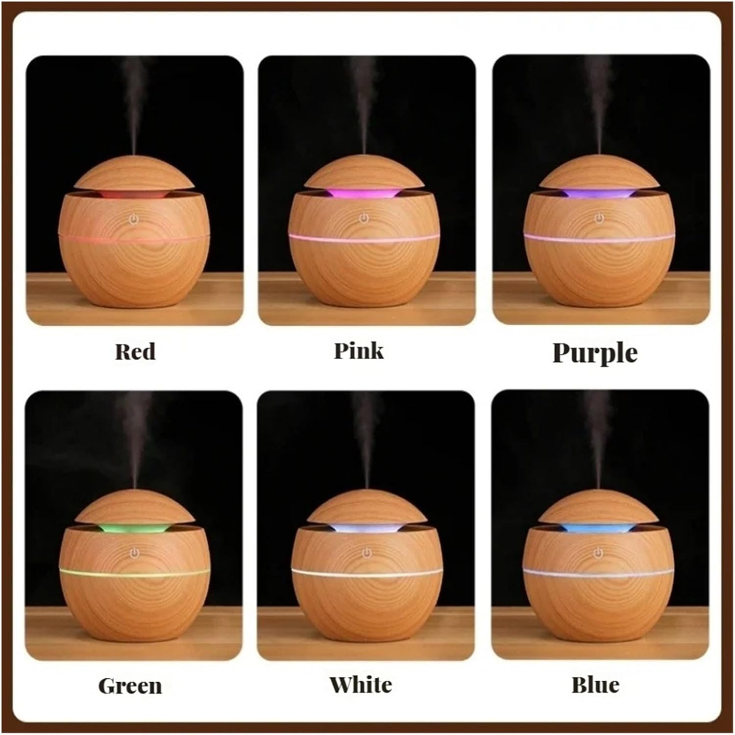 USB Ultrasonic Cool Mist Essential Oil Diffuser - Wood Grain Electric Air Humidifier for Home, Office & Car(B)