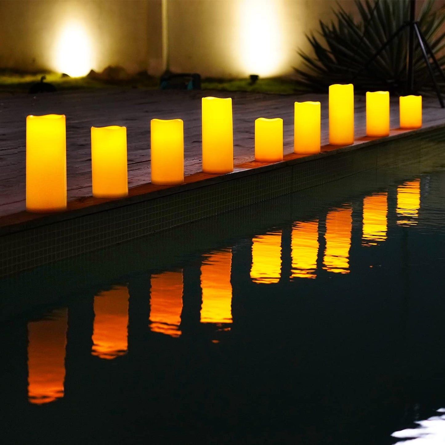 Homemory Large Solar Candles Outdoor Waterproof, 4"x6"8" 10", Dusk to Dawn, Solar Powered Flameless Candles for Outdoor, Lanterns, Set of 3