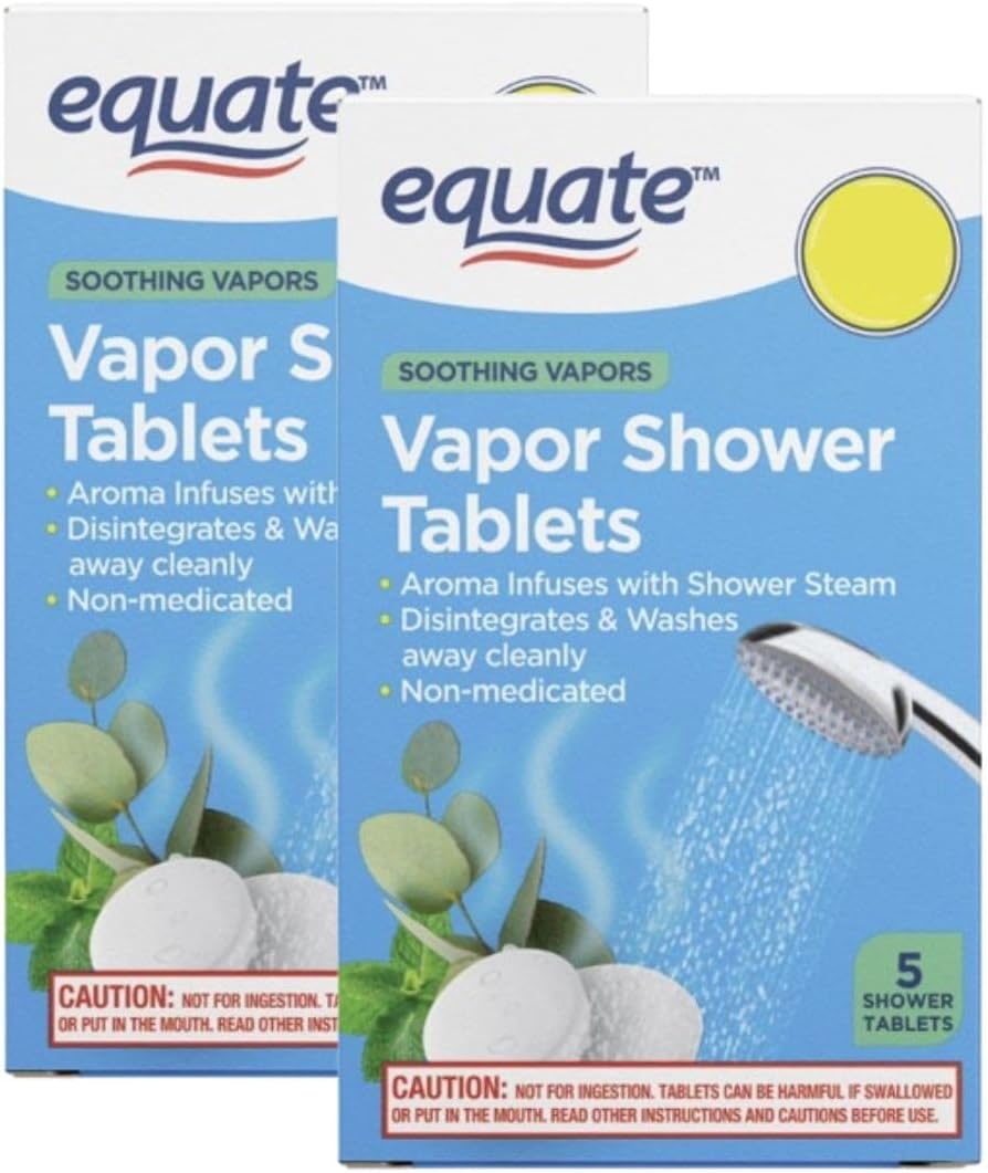 Equate Vapor Shower Tablet, Soothing Vapors with Eucalyptus and Menthol, Non-Medicated, 5 Count, 2 Pack