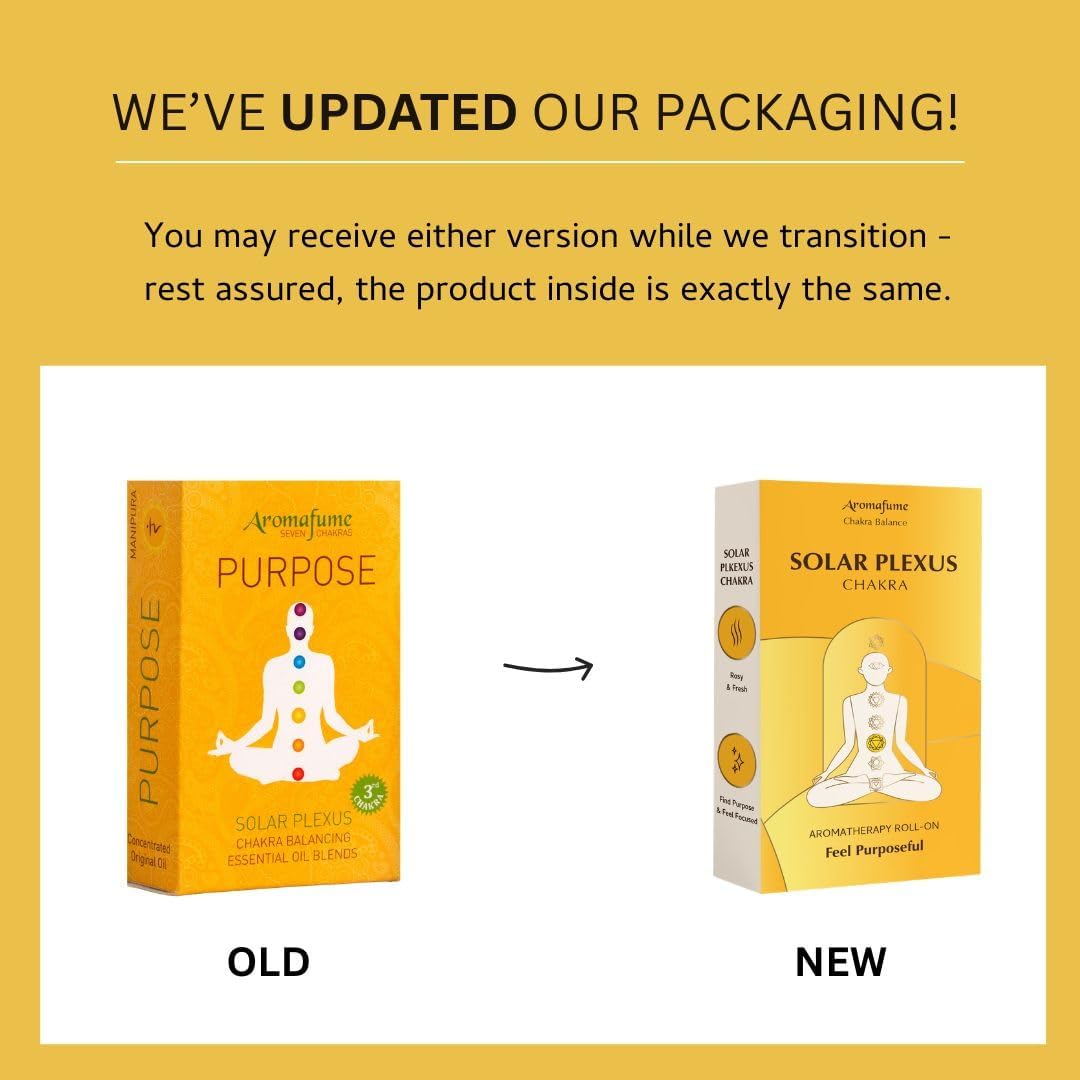 Solar Plexus Chakra Essential Oil Roll-On Blend by Aromafume | 10ml/0.33 fl oz | Manipura | Aromatherapy Oils for Chakra Balance | Lemongrass & Rosemary Extracts | Chakra Incense for Meditation, Yoga