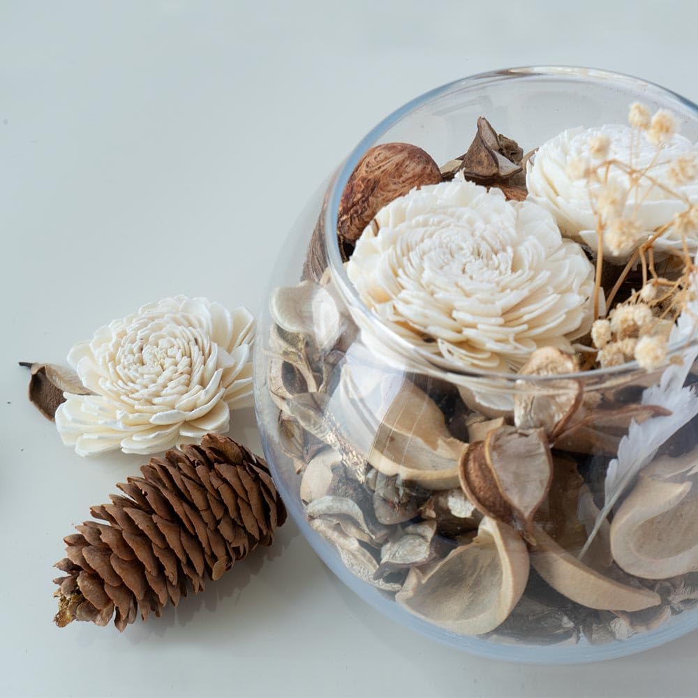 Qingbei Rina Spring Potpourri Bags, Mangnolia Scented Potpourri Bowl Filler,White Decorative Dried Flowers,Home Fragrance Sachet,Vase Fillers,Bathroom Decor(10oz)