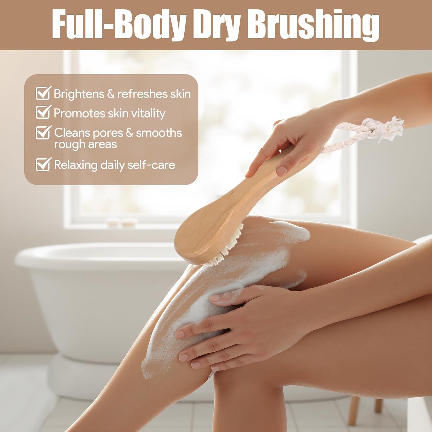 4PCS Dry Brushing Body Brush Set, Bamboo Dry Brush for Exfoliating Body Face, Boar Bristle Face Cleansing Shower Back Scrubber Brushes
