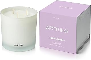 Apotheke 3-Wick Scented Candles for Home, Hinoki Lavender - 26 oz Soy Wax Jar Candle Gift for Women - Long-Lasting Fragrance with Perfume-Grade Essential Oils - Lavender, Lotus Flower, Hinoki Cypress