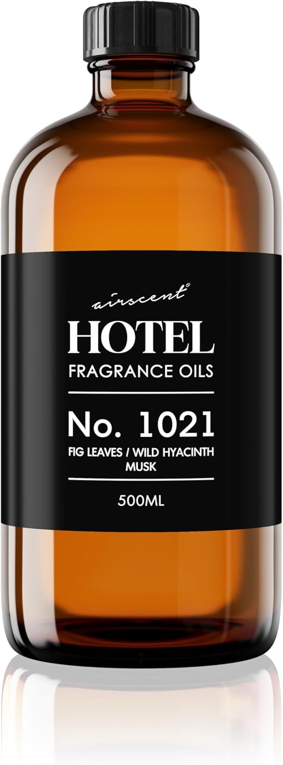 AirScent Hotel Diffuser Oil No. 1021 - Fig Leaves Hyacinth Sandalwood - Hotel Scent Dupe - Premium Fragrance Oil for Ultrasonic and Waterless Diffusers and Crafting - 500 mL, 16.9 fl oz Glass Bottle