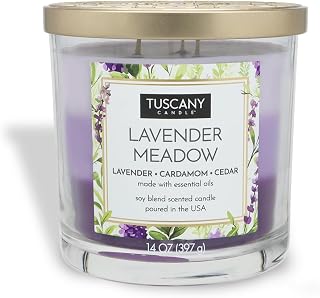 Tuscany Candle Lavender Meadow: Cardamon, Lavender & Cedarwood Scented Candle, 14 oz
