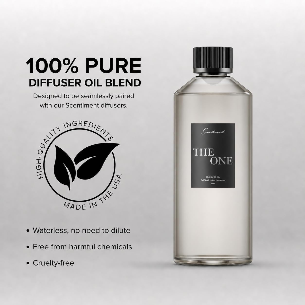 Scentiment The One Diffuser Oil - Premium Hotel Scent with Notes of Cardamom, Leather, Lemon with Cinnamon & Sandalwood Home Scent, Hotel Fragrance Oil Diffuser Refill - 16.91 fl oz (500 mL)