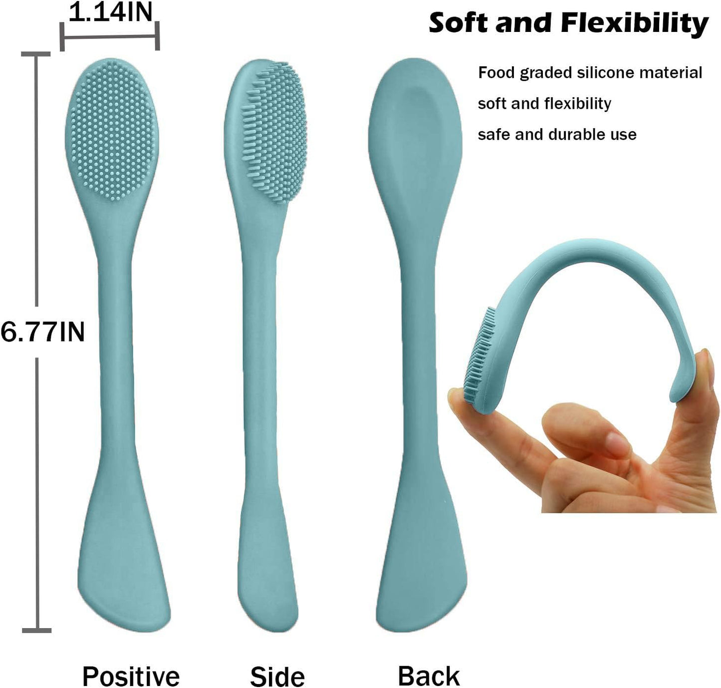 RamPula Facial Cleansing Brush, 2 in 1 Silicone Face Mask Brush & Face Scrubber, For Exfoliating, Massaging, Remove Blackheads, Makeup Skincare Removal, Applicator for Mud, Clay, Body Lotion, DIY Mask