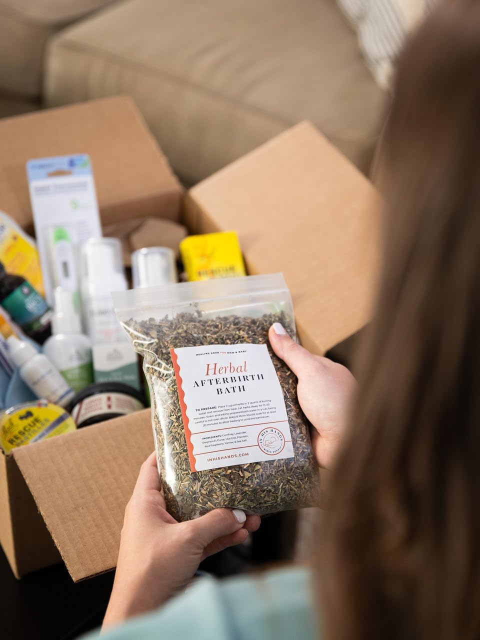 Herbal Postpartum Bath by in His Hands. 12 Ounces of Handmade Soothing Herbs and Sea Salt for Postpartum. Healing, Relaxing, Soothing Bath for Postpartum Recovery with Salt!