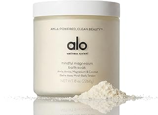 ALO Mindful Magnesium Bath Soak | Magnesium, Arnica & Coconut Oil | Stress Relief, Muscle Recovery & Skin Nourishment | Coconut Citrus Aromatherapy | Vegan, Gluten, Cruelty-Free | 8 oz