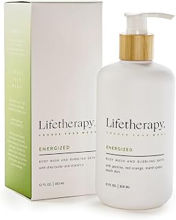 Lifetherapy 3-in-1 Body Wash, Bubble Bath & Hand Wash, Energized Fragrance - Lightweight for Sensitive Skin - Nourishing Daily Cleanser - Vegan Gluten Free, Paraben Sulfate & Phthalate Free 12oz