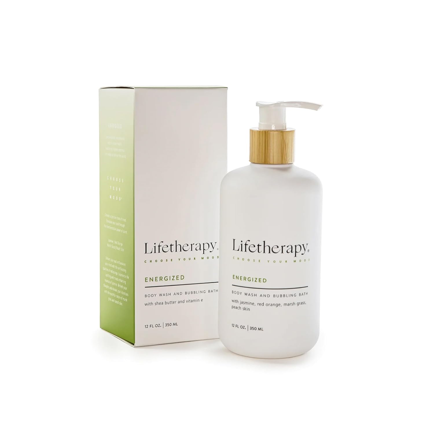 Lifetherapy 3-in-1 Body Wash, Bubble Bath & Hand Wash, Energized Fragrance - Lightweight for Sensitive Skin - Nourishing Daily Cleanser - Vegan Gluten Free, Paraben Sulfate & Phthalate Free 12oz