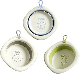 3-Pack Collapsible Wash Basin Set, Baby Kids Foldable Small Wash Basin, Portable Plastic Basins for Bottles, Travel, Camping, Laundry