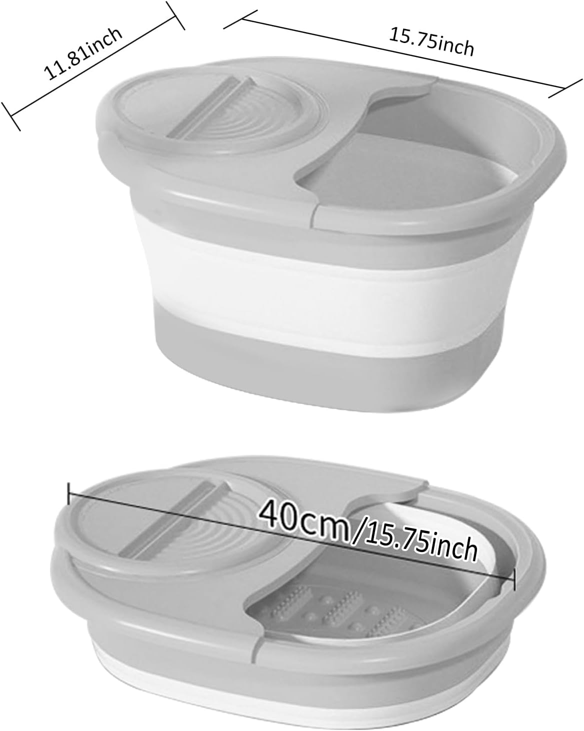 Collapsible Foot Bath Basin, Portable Foot Soak Tub Collapsible Spa Bucket for Soaking Feet with Lid and Massage for Home Soothe Tired Muscles