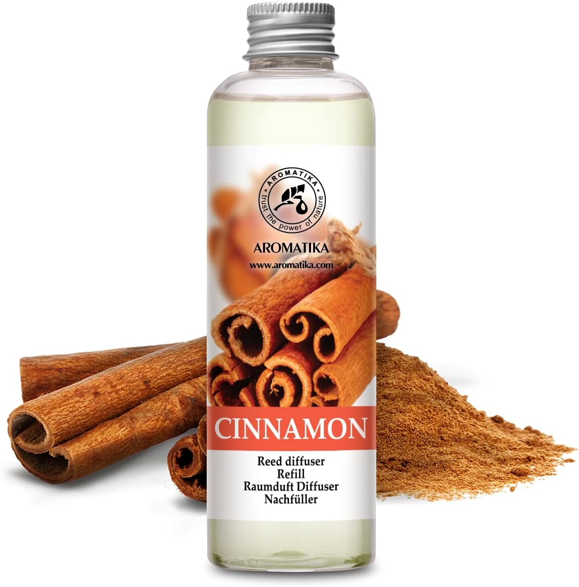 Cinnamon Reed Diffuser Refill with Natural Essential Cinnamon Oil 6.8 Fl Oz - Fresh &amp; Long Lasting Fragrance - Reed Diffuser Oil Refill for Aromatherapy - Home - Fitness - Boutique