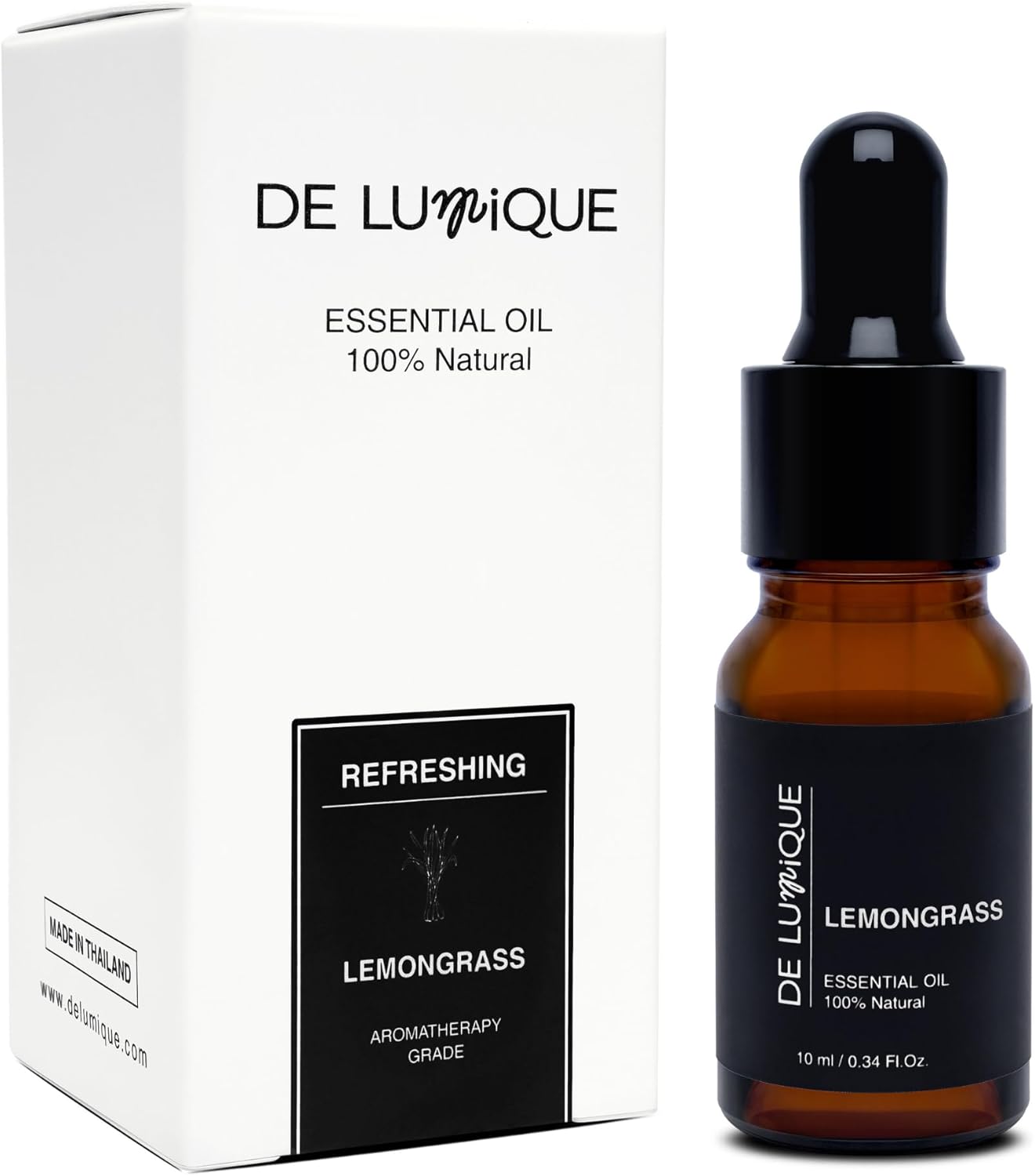 Lemongrass Scent De Lumique Pure Essential Oil, 100% Natural Plant Extract, Amber Glass Bottle with Dropper, 10ml/0.34 Fl Oz