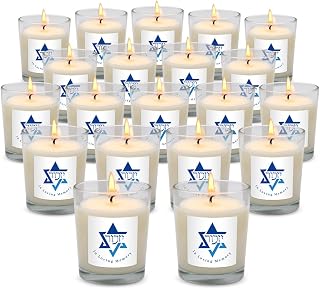 20 Pack White Yahrzeit Candles - Yahrzeit Memorial Candles, Memorial Bereavement Gifts for Loss of Loved One, Jewish Sympathy, Natural Soy Wax Hand Poured