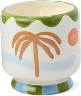 Paddywax Scented Candles Dopo Hand-Painted Ceramic Luxury Artisan Candle, 8-Ounce, Palm Tree - Lush Palms