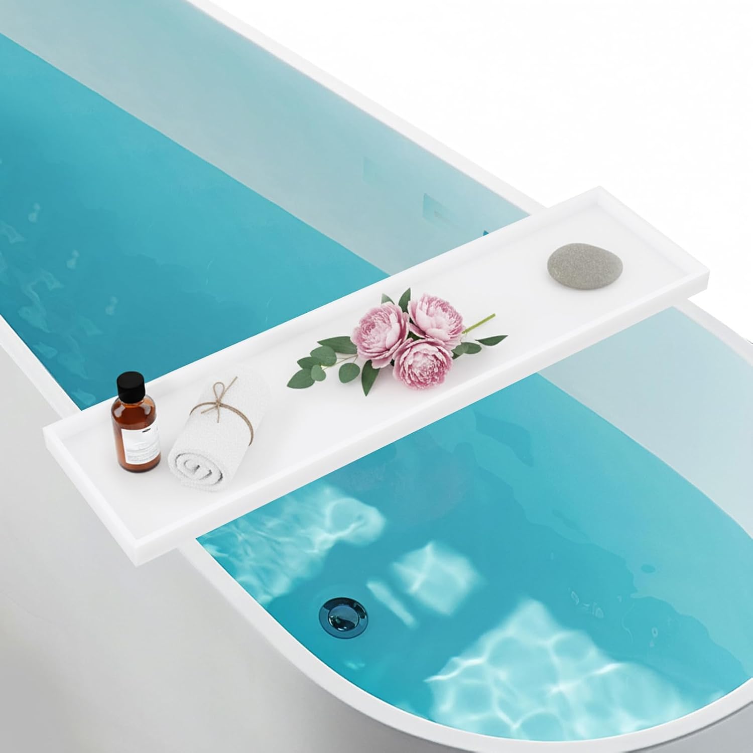 Acrylic Bathtub Tray, Bathtub Caddy with Metal Handles, Multifunctional Bath Tub Tray Bathtub Shelf Tray Simple Bath Board for Wine Glass, Clear Acrylic Bathtub Caddy Shelf