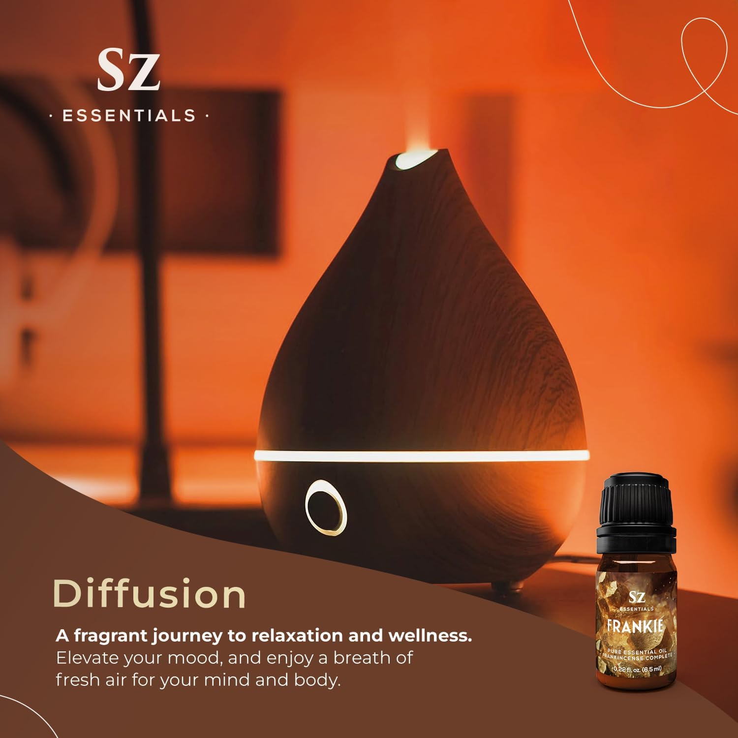 Frankie - Frankincense Complete Pure Essential Oil - 100% Natural and Undiluted - Extracted from 5 top Boswellia Trees - Warm & Rich Balsamic Scent with Hints of Earthy Spice -0.17 oz