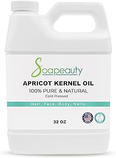 Soapeauty APRICOT KERNEL OIL Cold Pressed 100% Pure Natural Apricot Oil for Skin, Face, Hair Carrier for Essential Oils, Massage | 32 OZ