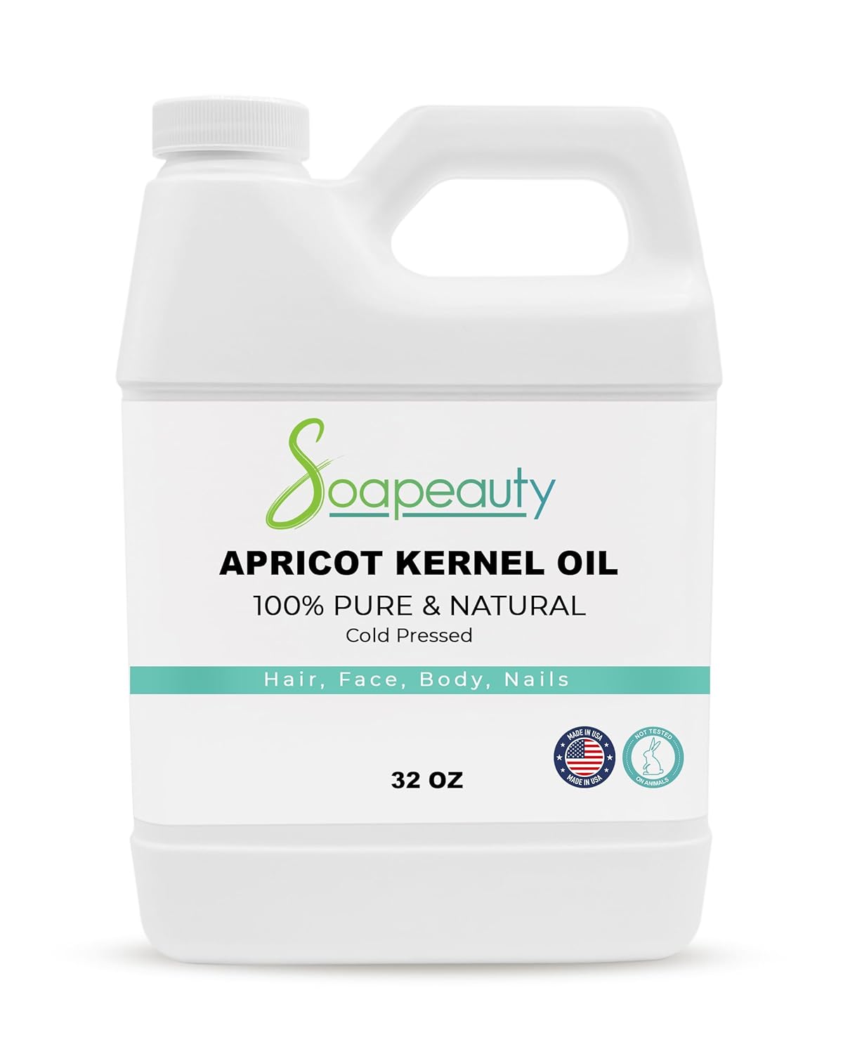 Soapeauty APRICOT KERNEL OIL Cold Pressed 100% Pure Natural Apricot Oil for Skin, Face, Hair Carrier for Essential Oils, Massage | 32 OZ
