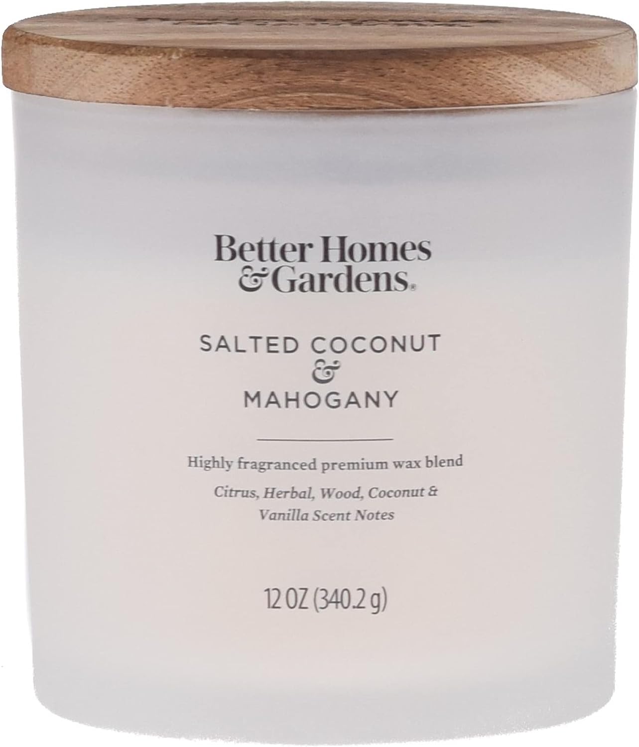 BetterHomes&Gardens 12oz Scented Candle, Salted Coconut & Mahogany 2-Pack, Cream, 35524