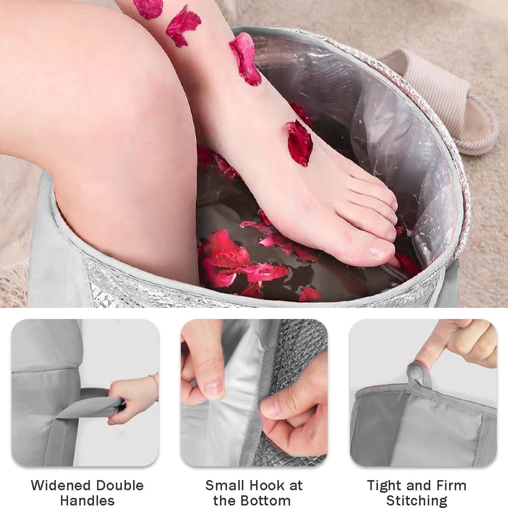 Ouliget Collapsible Bucket for Soaking Feet,Portable Travel Foot Bath Tub,Fully Wrapped Knee Fumigation Foot Soaking Bath Basin,Foot Spa Bag for Outdoor Travel Camping Fishing