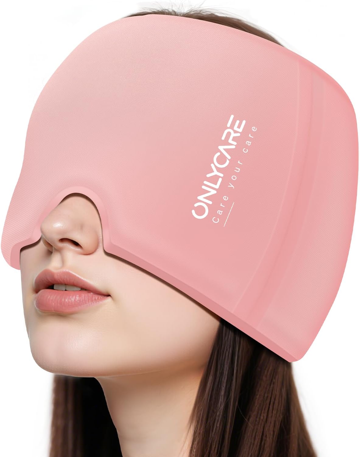 ONLYCARE Migraine Relief Cap, Soothing Headache Ice Face Pack Mask, Headache Relief Hat for Migraine Relief, Cold Compress Head Wrap for Sinus, Tension, Stress & Hangover, Self Care Gifts for Women