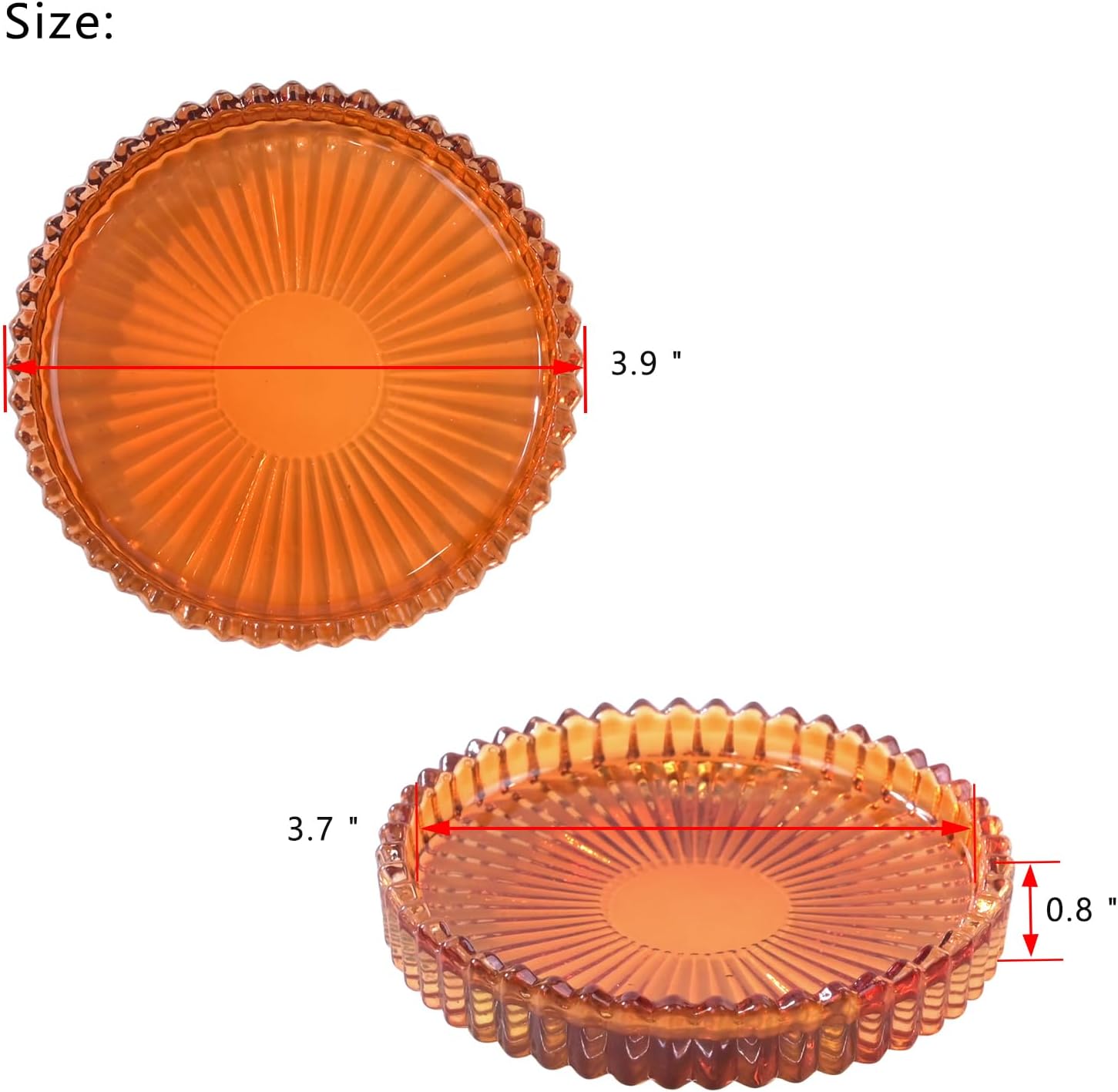 Candlestick Glass Candle Holder Plates Set of 6, Round Glass Candle Tray Plates for Dining Wedding Lantern Festival Party Evening Light, Amber