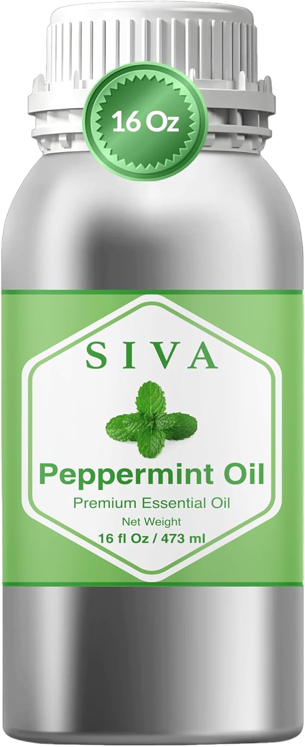 Siva Peppermint Essential Oil - 16 Fl Oz – 100% Natural Peppermint Oil - for Diffuser, Face, Skin Care, Aromatherapy, Hair Care, Scalp and Body Massage