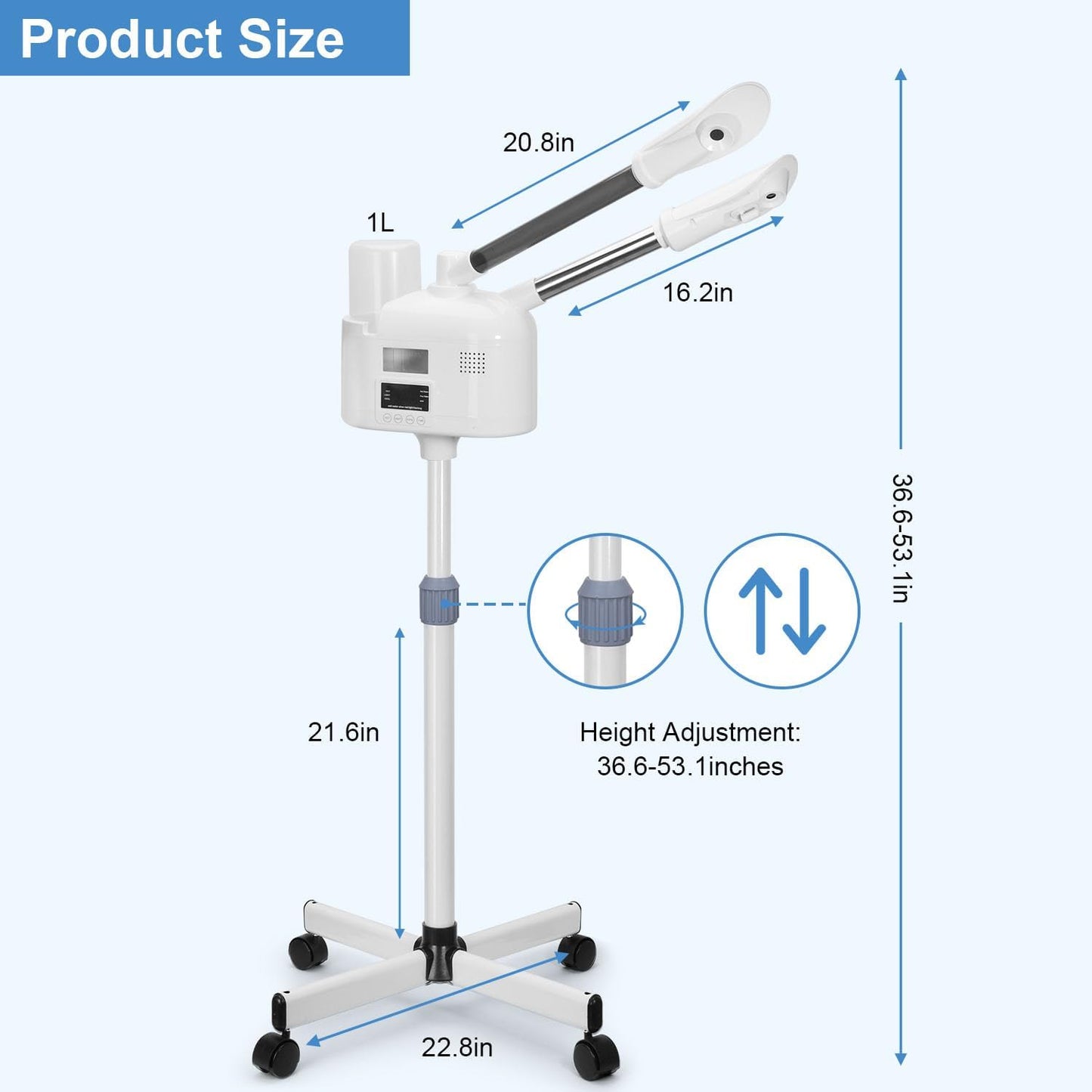 2 in 1 Facial Steamer Upgrade PTC Heating, Professional Face Steamer, Esthetician Steamer with Hot & Cold Mist Steamer for Home Beauty Salon Spa (2 in 1)