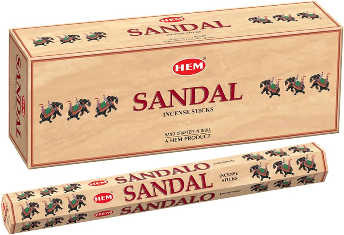 HEM Sandal Incense Sticks – Pack of 6 (120 Sticks) – 9 Inches Long – Perfect for Meditation, Relaxation & Home Fragrance
