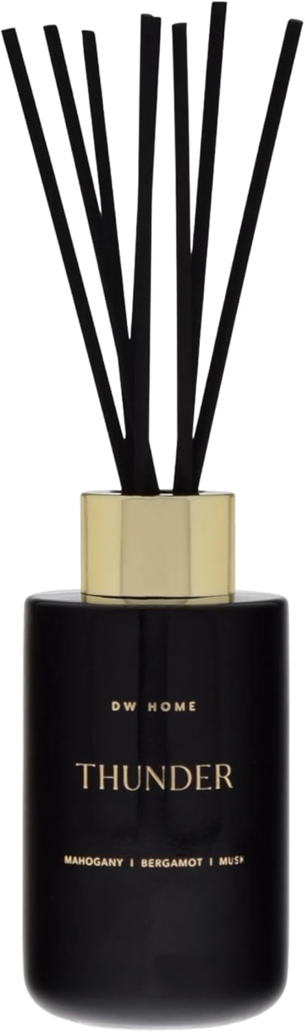 DW Home Reed Diffuser Set Thunder Scent for Bathroom Shelf Decor Home Fragrance with Sticks, 3.7 Oz Scented Diffuser Oil for Bedroom Office Decor & Gift, Studio Classics Collection
