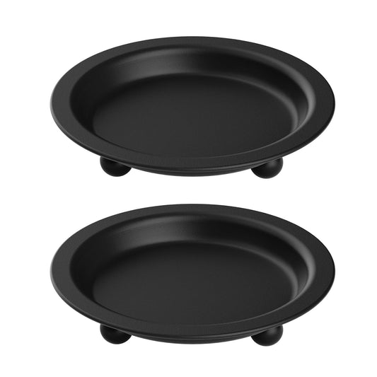 Black Candle Candlestick Holder Decor, 4.13 Inch Round Candles Tray Holders Set of 2, Iron Plate Candle Stand for Pillar Ball