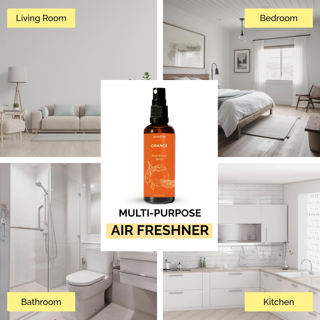 Orange Room, Linen & Pillow Spray by Aromafume | 100ml/3.38 fl oz | with Pure Orange Essential Oil | Aromatherapy Spray | Mist for Bedding, Fabrics