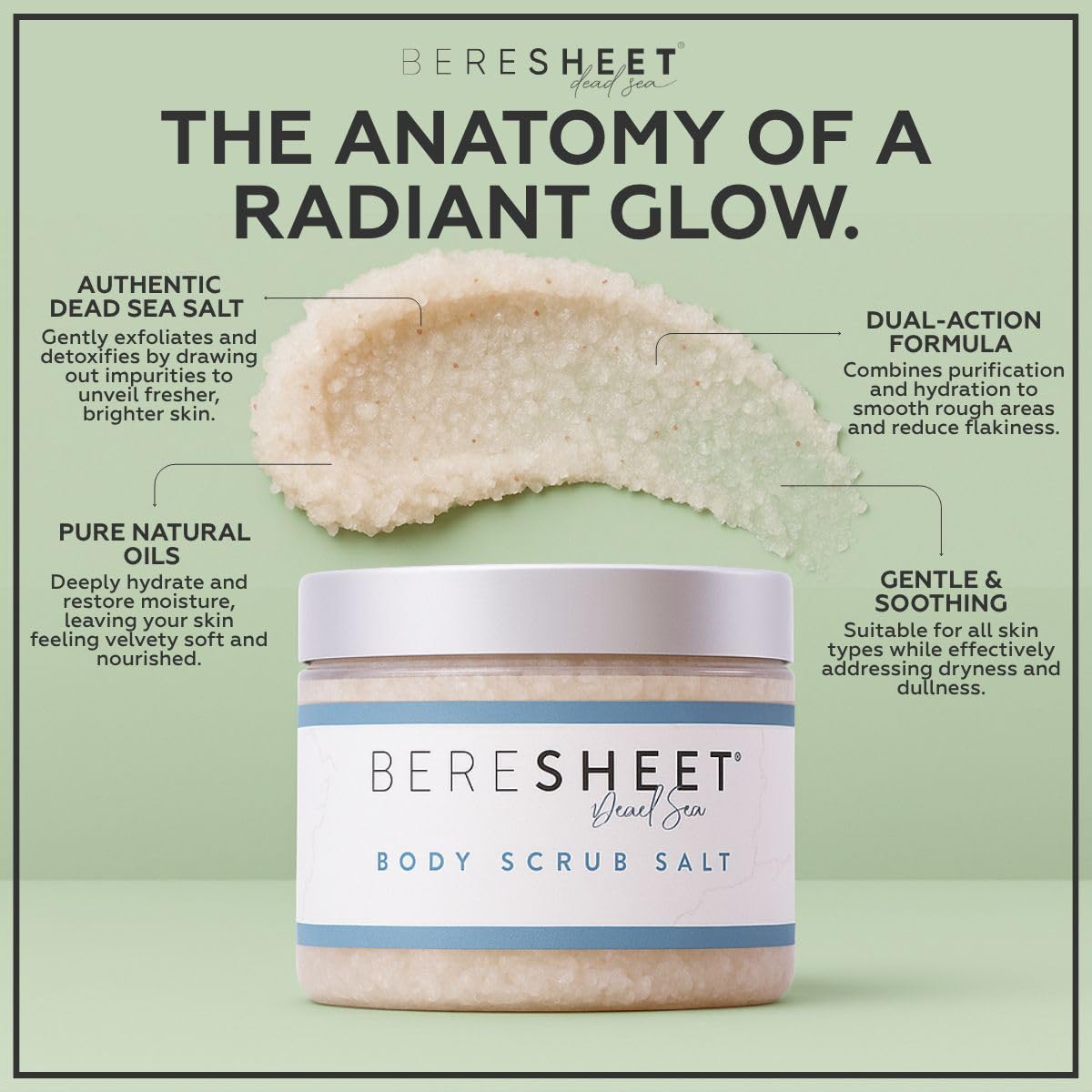 Salt Body Scrub – Natural Exfoliating & Hydrating Body Scrub with Dead Sea Minerals & Natural Oils – Deep Cleansing, Nourishing & Skin-Smoothing Scrub for All Skin Types