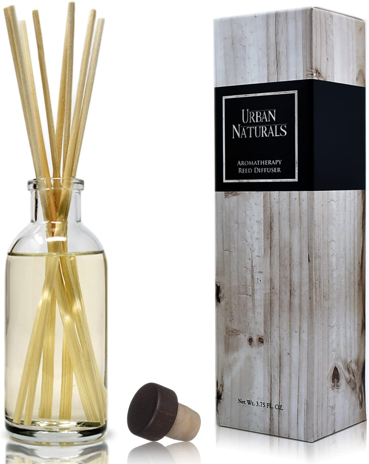 Urban Naturals Vanilla Bean Reed Diffuser Refill, 4 oz, Bundle with Vanilla Bean Reed Diffuser Set - Made with Essential Oils in the USA
