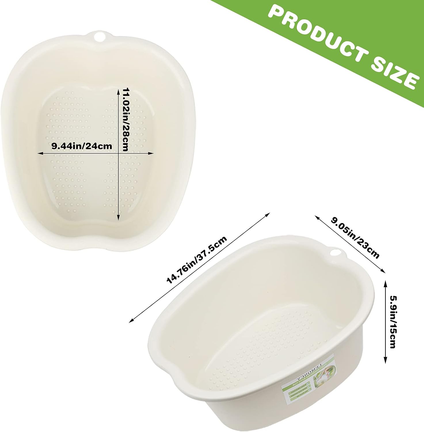 Plastic Foot Basin Feet Bath Spa Wash Bucket and Massage Sturdy Tub for Soaking Foot,Detox,Toe Nails, and Ankles,Pedicure,Portable Feet Tub Beige