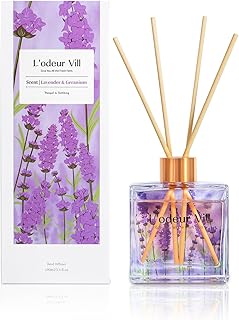 Reed Diffuser Set/Lavender Geranium/3.38 fl.oz（100ML）/1 Pack with 6 Reed Sticks/Home Fragrance Diffuser, Oil Scent Diffuser for Bathroom Shelf Decor.
