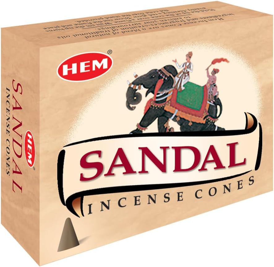 Hem Incense Cones | Natural Aromatic Blend for Purification, Protection & Spiritual Wellness | Long-Lasting Aroma (Sandalwood)