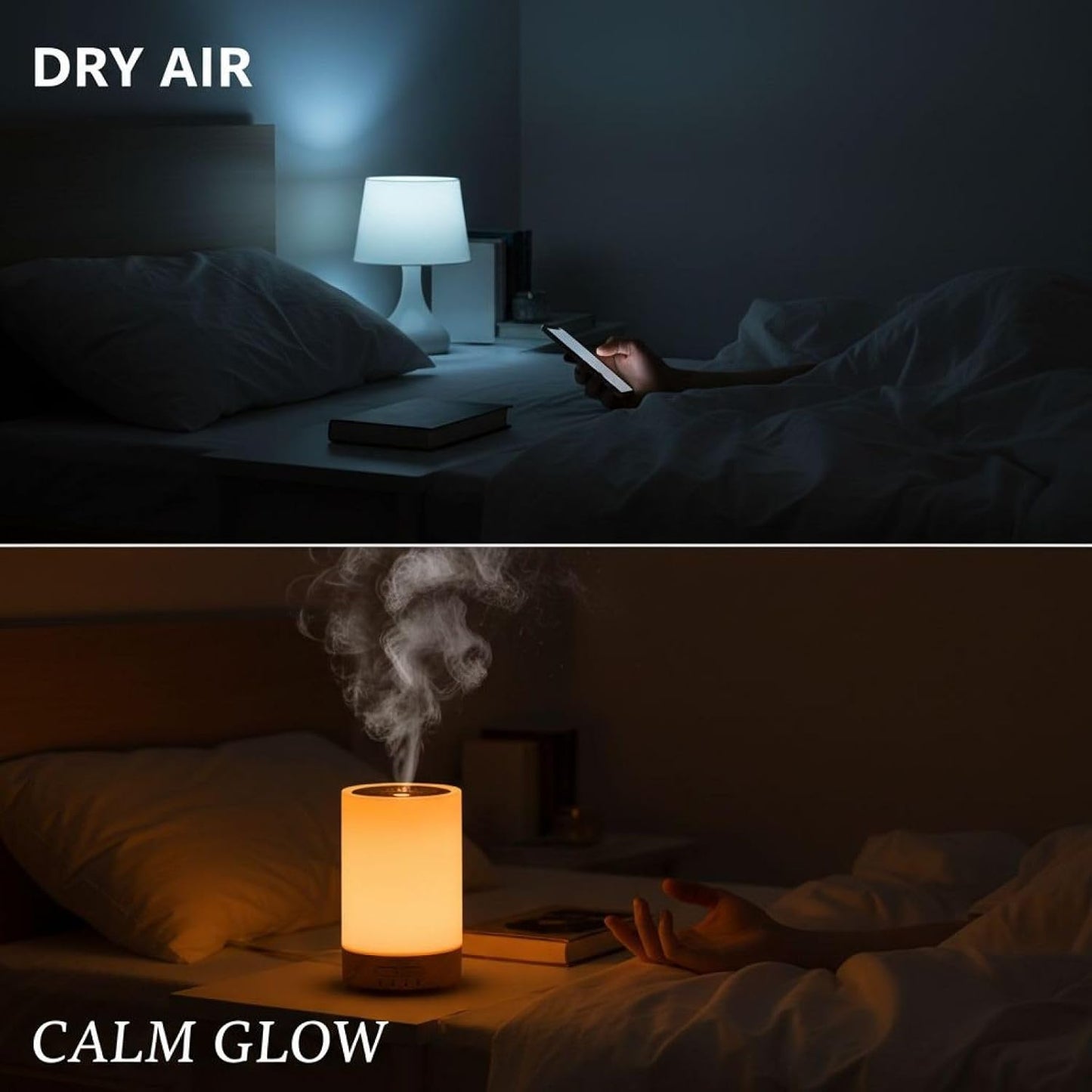 Wood Grain Essential Oil Diffuser, 5.07 oz / 150 ml Ultrasonic Aroma Diffuser, Mini USB Humidifier with 7-Color Lights, Adjustable Mist Mode, Quiet Air Humidifier for Bedroom, Home, Office