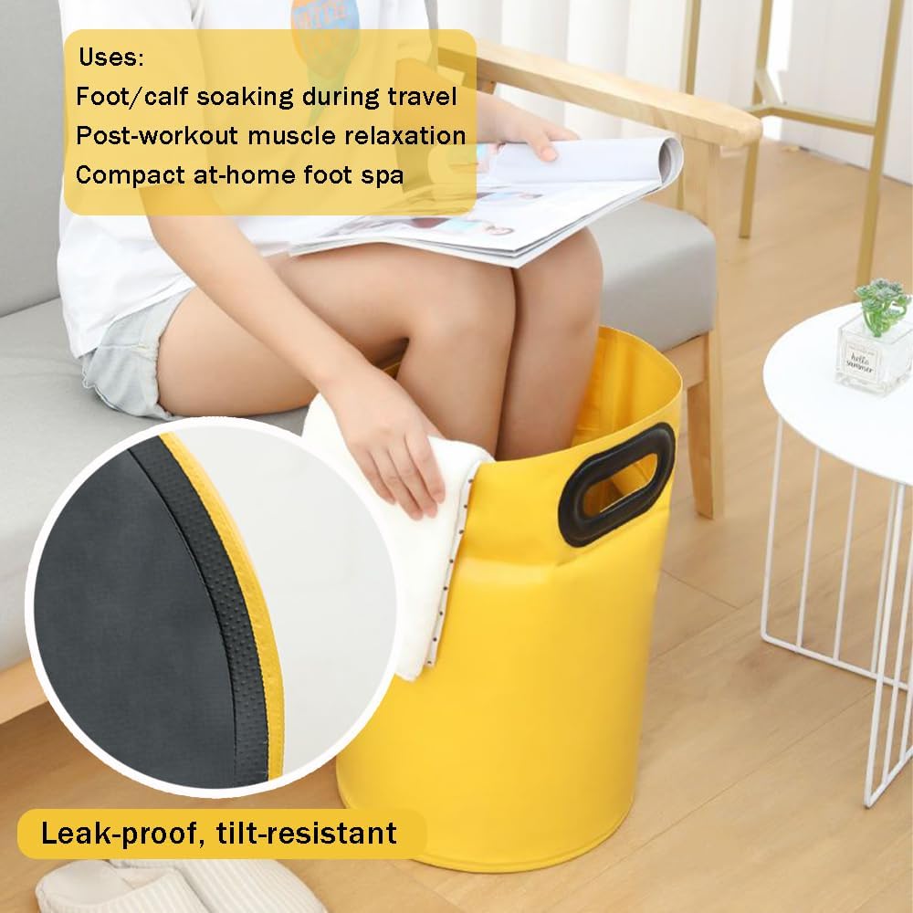 Ouliget Collapsible Lengthen Bucket for Soaking Feet,Portable Travel Foot Bath Tub with Handles,Insulation Reinforcement Foot Spa Bag for Outdoor Travel Camping Fishing