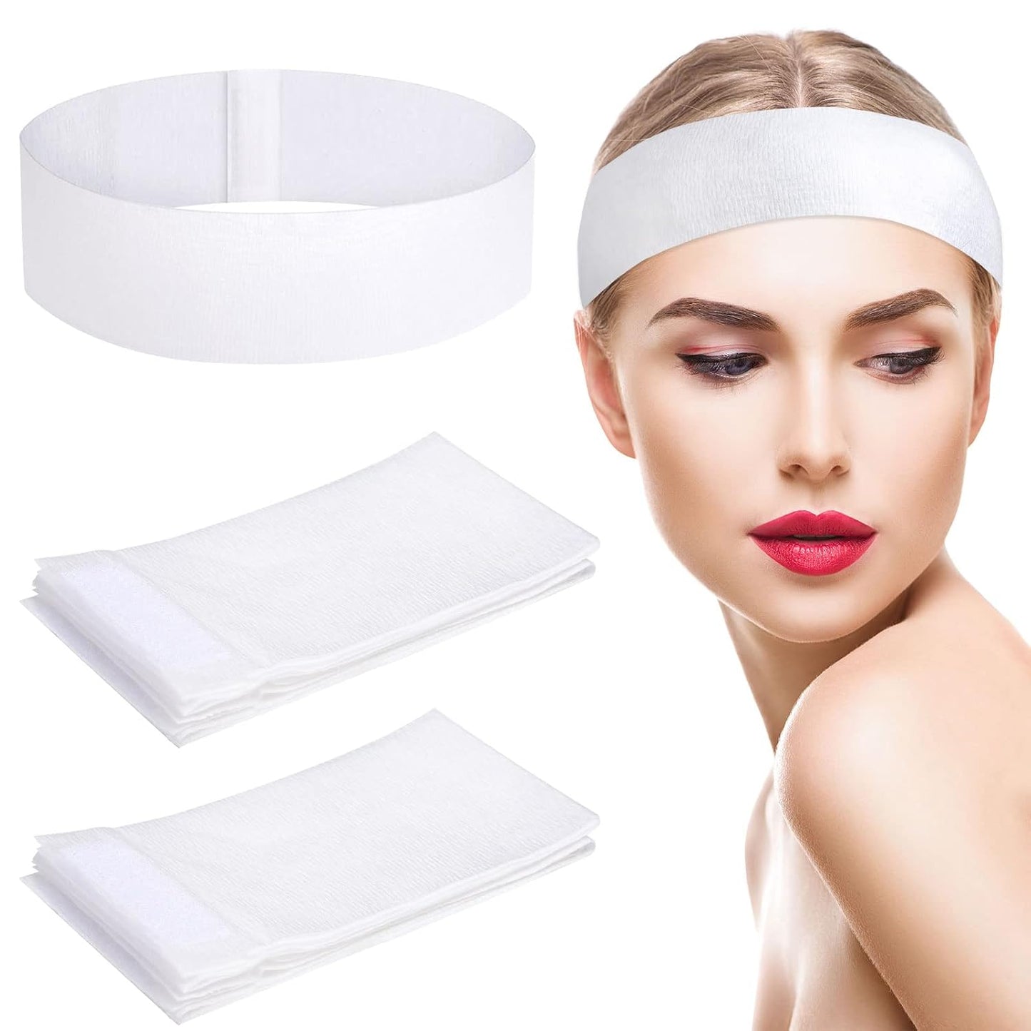 Pimoys Disposable Spa Headband, 30 Count Skincare Facials Headbands for Esthetician Supplies Stretch Headbands Spa Gifts for Mom Women