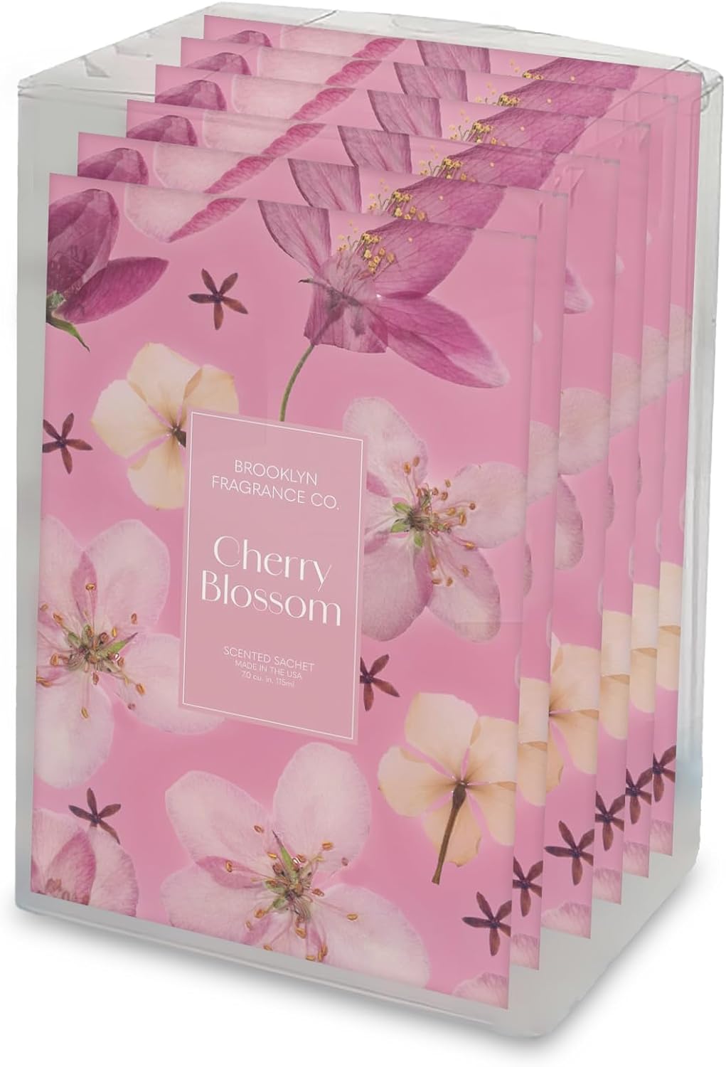 Brooklyn Fragrance Co. Spring Florals Sachet Bags – Cherry Blossom Scented Pouches – Perfect Aroma for Drawers, Closets, Cars and Bathrooms – Long-Lasting Fresh Scent Sachets (6- Pack)