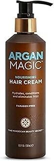 Argan Magic Nourishing Hair Cream - Hydrates, Conditions, and Eliminates Frizz for All Hair Types | Seals in Shine | Paraben Free, (8.5 oz)